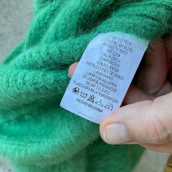 ela Women's Size Medium Fluffy Cardigan Sweater Green Snap Waist - Picture 6 of 6